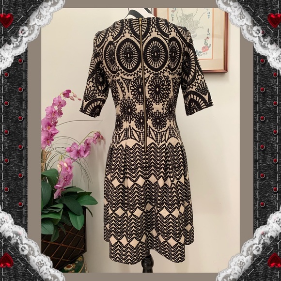 Gabby Skye Multi Embroiled Pattern Pleated Dress - Picture 4 of 9